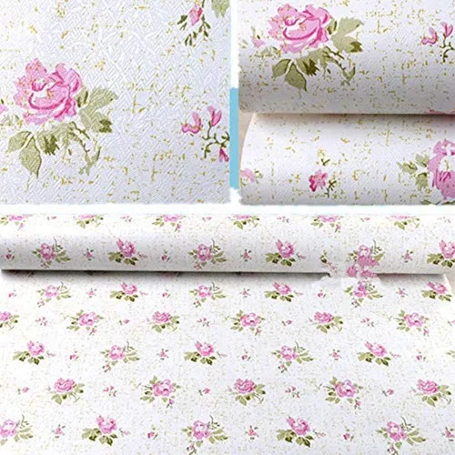 Miniatura 2 de REDODECO Papel tapiz autoadhesivo con diseño floral retro rosa, revestimiento de estante de papel, adhesivo para cajón, decoración para el hogar