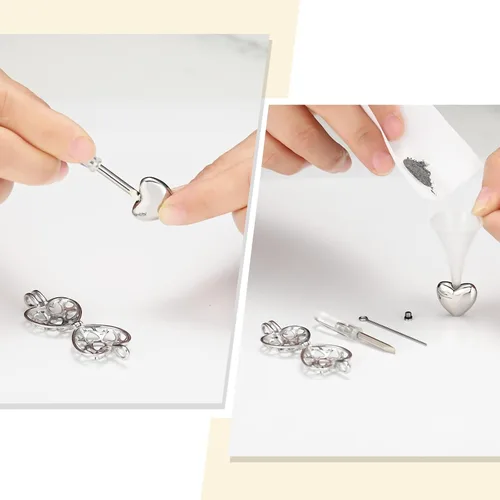 Miniatura 13 de Collar con medallón de cremación conmemorativa con corazón eterno con mini urna para cenizas de seres queridos