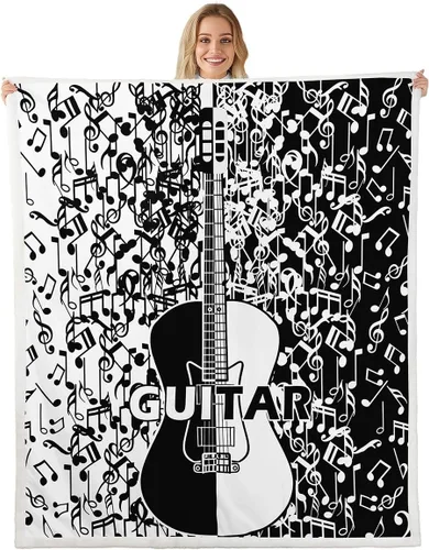 Miniatura 24 de Cowboy Boots Blanket Bohemia Musical Guitar Throw Blanket for Kids Western Rustic Cowgirl Super Soft Wrinkle Sherpa Blanket Music Notes Print 40x50