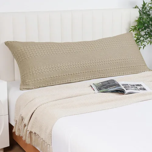 Miniatura 76 de PHF Fundas de almohada con tejido de gofre de 24" x 24", paquete de 2, funda de almohada cuadrada 100% algodón para decoración de ropa de cama, sin