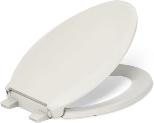 Kohler 4636-RL-47 Cachet ReadyLatch Asiento de inodoro alargado de cierre silencioso, color beige (almond)