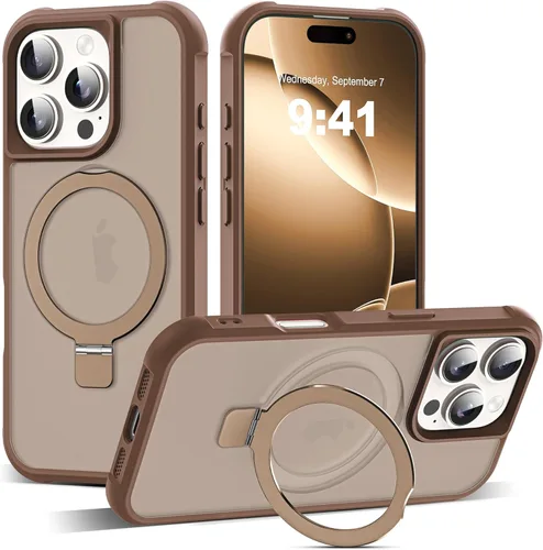 Miniatura 16 de SKYLMW – Funda compatible con iPhone 12 Pro Max y iPhone 13 Pro Max con soporte magnético invisible tipo anillo, fundas translúcidas para teléfonos