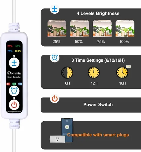 Miniatura 6 de Panel de luz de cultivo para plantas de interior, luz LED ultrafina de espectro completo de 20 W para estante y gabinete, regulable con temporizador
