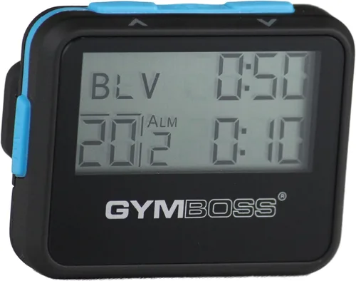 Miniatura 2 de Gymboss Temporizador de intervalos y cronómetro y correa de reloj - Paquete Negro con botones azules