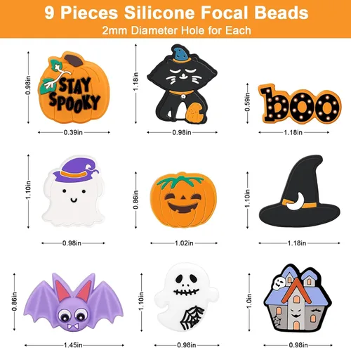 Miniatura 2 de Cuentas focales de silicona para Halloween, cuentas de silicona para bolígrafos, personajes, accesorios de silicona, kits para hacer llavero