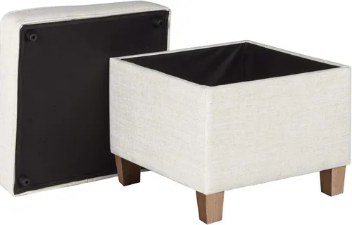 Miniatura 11 de Homepop Decoración del hogar K7342-F2067 Otomana clásica cuadrada de almacenamiento con tapa desmontable Otomana con almacenamiento para sala