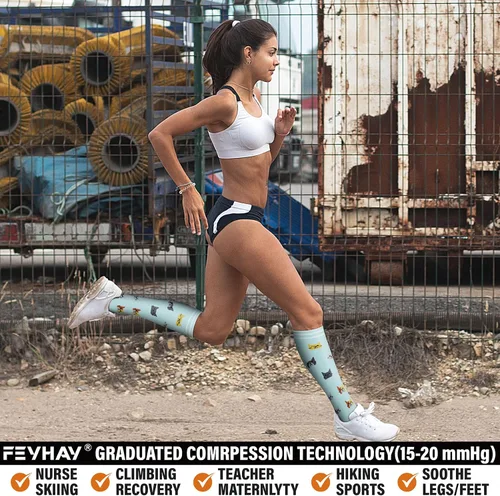 Miniatura 21 de FEYHAY Calcetines de compresión de cobre (5 pares) de 15-20 mmHg, la circulación es la mejor atlética y diaria para hombres y mujeres, correr