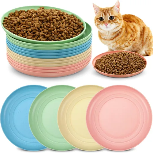 Gerrii 12 cuencos redondos de 6 pulgadas para aliviar la fatiga de la barba, platos húmedos para gatos de 6 pulgadas, platos anchos y pequeños para