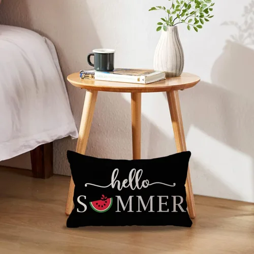 Miniatura 3 de ULOVE LOVE YOURSELF Hello Summer - Juego de 2 fundas de almohada lumbar de 12 x 20 pulgadas, fundas de almohada decorativas de verano de sandía Negro