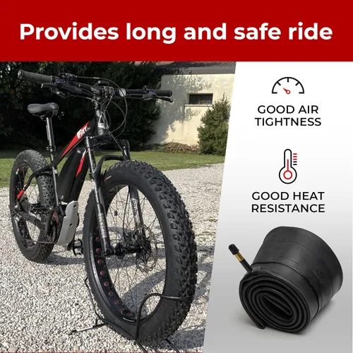 Miniatura 6 de Fincci Par de tubos interiores de bicicleta de neumático grueso de 26 x 3.5-4.0 – E-Bike de 26 pulgadas con SV de 1.890 in para neumáticos y ruedas