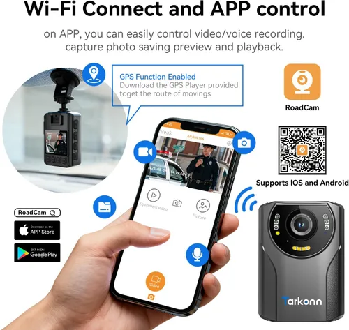 Miniatura 5 de Cámara corporal WiFi con GPS, video HD de 1080P y foto de 48 MP, batería de 4000 mAh, visión nocturna y alerta SOS, almacenamiento integrado de 64
