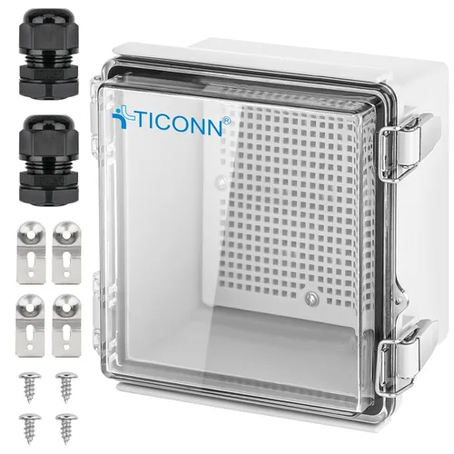 Miniatura 13 de TICONN - Caja de conexiones eléctricas impermeable IP67 con carcasa de plástico ABS con tapa con bisagras con placa de montaje, soportes de pared
