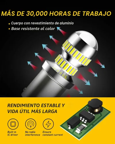 Miniatura 6 de AUXITO 1156 Foco LED blanco 400% súper brillante 7506 BA15S P21W, foco de repuesto con proyector para luz de reversa, luz trasera, luz de freno