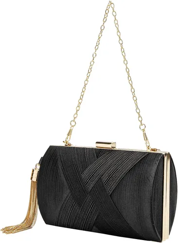 Miniatura 2 de LETODE Elegante bolso de mano con colgante de borla para mujer, bolso de mano de seda para novia, boda, baile de graduación, fiesta nocturna
