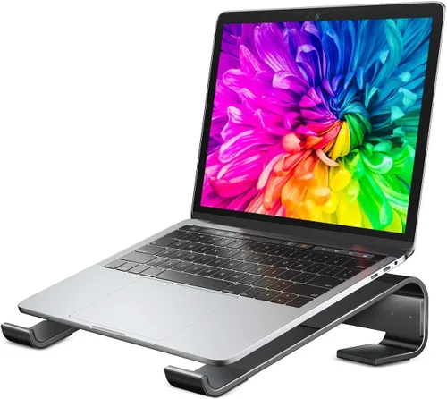 Soqool Soporte para computadora portátil para escritorio, soporte ergonómico desmontable para laptop, soporte de aluminio para MacBook, compatible