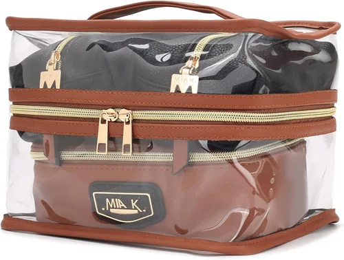 Miniatura 2 de MKF 4PCS elegante bolsa de cosméticos portátil maquillaje viaje organizador caso, Emma Coñac Negro