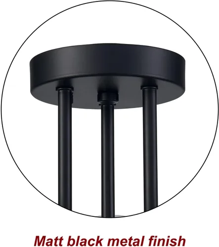 Miniatura 4 de Lámpara de techo semiempotrada moderna de metal negro de 3 luces con pantalla de vidrio de globo blanco, lámpara de montaje en techo para pasillo