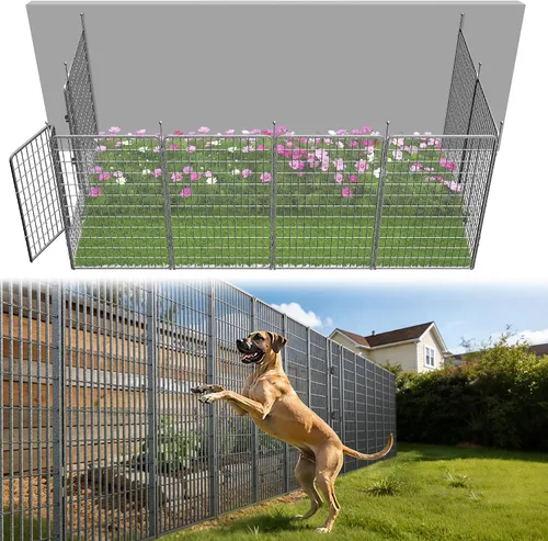Miniatura 63 de FXW - Valla de jardín metálica y resistente para exteriores, barrera para perros y conejos, fácil instalación, negro, 24 pulgadas de alto x 29.6