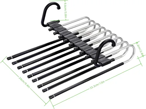Miniatura 2 de Paquete de 2 perchas plegables de 9 capas para pantalones que ahorran espacio, percha multifuncional para pantalones, percha con agujero para colgar
