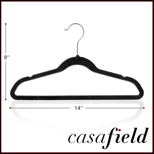 Miniatura 5 de Casafield 50 perchas de terciopelo para niños, tamaño de 14 pulgadas, color negro