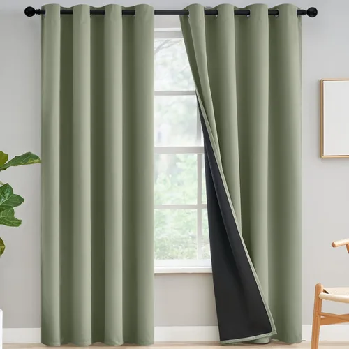 Miniatura 257 de Yakamok Cortinas negras, cortinas de ventana con aislamiento térmico y eficiencia energética para dormitorio, cortinas opacas completas y cortinas