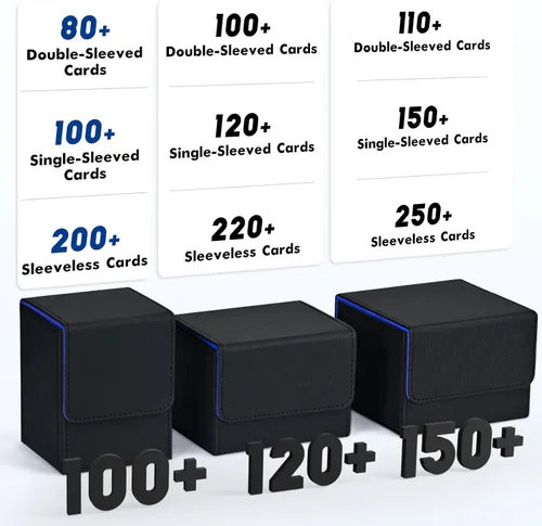 Miniatura 3 de Caja de almacenamiento de cartas ZLCA para cartas de intercambio, caja de cubierta para cartas MTG YuGiOh, caja de almacenamiento magnética de piel
