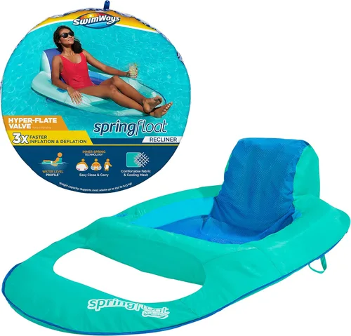 Miniatura 12 de SwimWays Spring Float - Tumbona reclinable prémium para piscina, flotadores inflables para adultos con inflado rápido para edades de 15 años