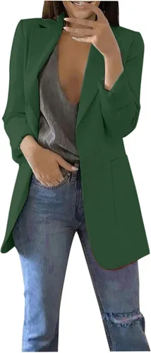 Miniatura 20 de Chaquetas ligeras para mujer, estilo casual, manga larga, frente abierto, chaqueta elegante, para trabajo, oficina, trajes profesionales
