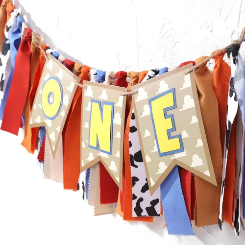 Miniatura 4 de Cartel de primer cumpleaños con temática de juguete – Cartel de primer cumpleaños para silla alta, decoraciones de fiesta occidental, pancarta
