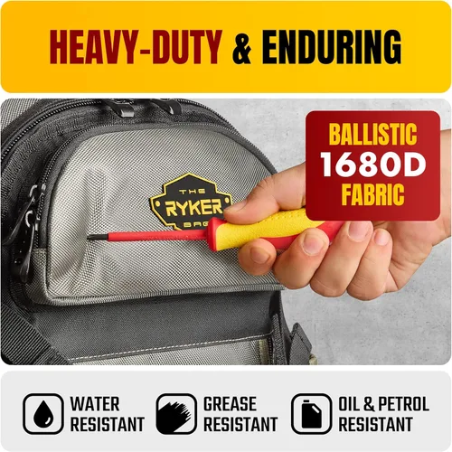 Miniatura 3 de The Ryker Bag Mochila de Herramientas de 48 Bolsillos – Resistente, Resistente al Agua, Organizador de Herramientas con Correas Acolchadas, Base