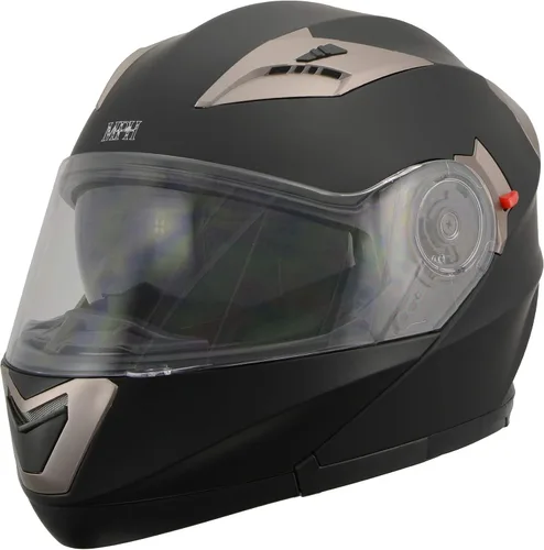 Miniatura 3 de Milwaukee Performance Helmets MPH9804DOT Matte Black Modular Racing Helmet w/ Drop Down Visor