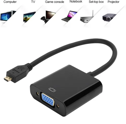 Miniatura 8 de Convertidor de video micro a VGA, adaptador de convertidor de video micro HDMI a VGA, adaptador de convertidor de video micro a VGA 1080P, para 4B
