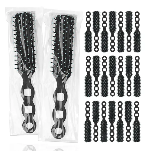 Miniatura 7 de Cepillos de pelo a granel para personas sin hogar, paquete de 12 cepillos de pelo a granel para cabello rizado, ondulado, secado de pelo, Negro