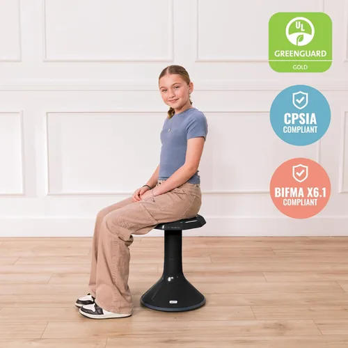 Miniatura 6 de ECR4Kids ACE Active Core Engagement Taburete Tambaleante, Altura del Asiento de 18 Pulgadas, Asientos Flexibles, Negro