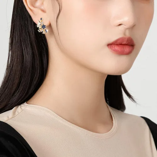 Miniatura 5 de Aretes de oro de 18 quilates para mujer, de moda, aretes de mariposa para mujer, arracadas de oro hipoalergénicos