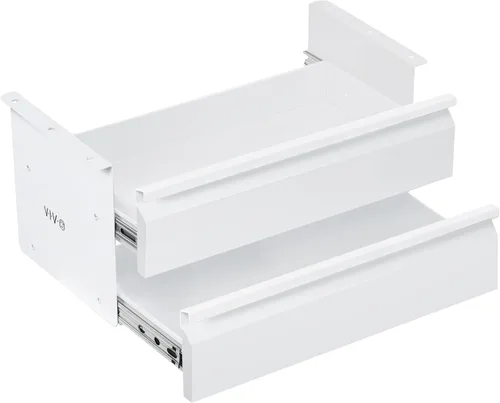 Miniatura 11 de VIVO DESK-DR03 - Cajón de almacenamiento de doble nivel deslizante de 16 pulgadas, organizador de 3 capas para debajo del escritorio, color negro