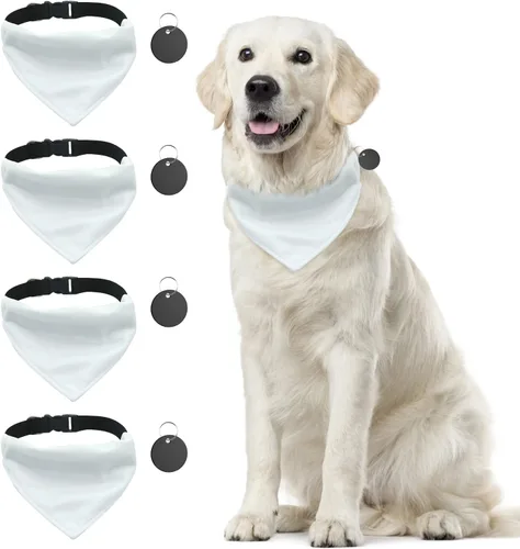 Miniatura 10 de 4 unidades de collar triangular blanco para perro, bandana para perro con hebilla ajustable sublimación en blanco, bandanas para perros y gatos, S