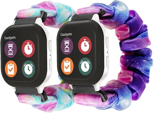 NewJourney Bonita banda elástica estampada para AT&T amiGO Jr Watch 2/1 – Solo Loop, diseño sin cierre para niñas y niños Púrpura Rosa+Rosa Azul
