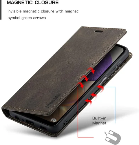 Miniatura 4 de japezop Funda tipo cartera para Samsung Galaxy A32 5G/M32 5G con bloqueo RFID, tarjetero y función atril magnético, de piel, con tapa para Samsung