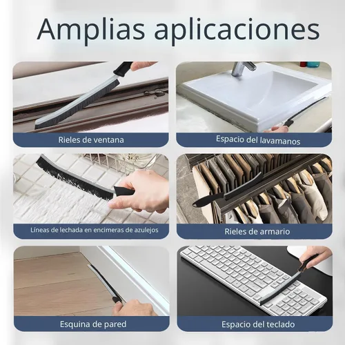 Miniatura 6 de FOOGWEE Cepillo de limpieza de hendiduras de cerdas duras, herramientas de limpieza para uso doméstico, suministros de limpieza multifuncionales