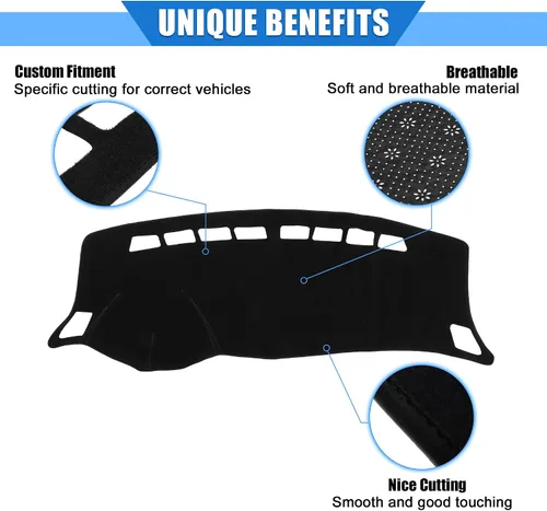 Miniatura 3 de Funda protectora de poliéster para salpicadero de automóvil compatible con Nissan Sentra 2012-2019, protector de poliéster negro para consola