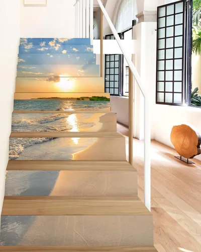 Miniatura 4 de FLFK Calcomanías para escaleras - Adhesivos para escaleras, Calcomanías autoadhesivas para escalones de Sunrise Coast, para decoración del hogar