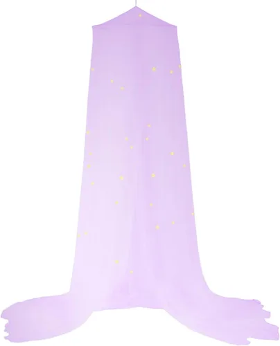 Miniatura 2 de BCBYou Mosquitera con estrellas fluorescentes que brillan en la oscuridad para bebés, niños y adultos, para cubrir la cuna, cama infantil, cama