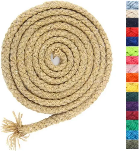 Miniatura 6 de 5 mm * 90 m Cuerda de macramé de algodón natural de 8 hebras para manualidades, hilo para tejer, para colgar en la pared y manualidades DIY (HPK)