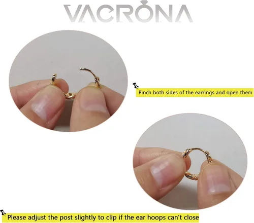 Miniatura 7 de VACRONA - Aretes tipo arracada de aro para mujer, chapados en oro de 14 quilates, diseño de Huggie