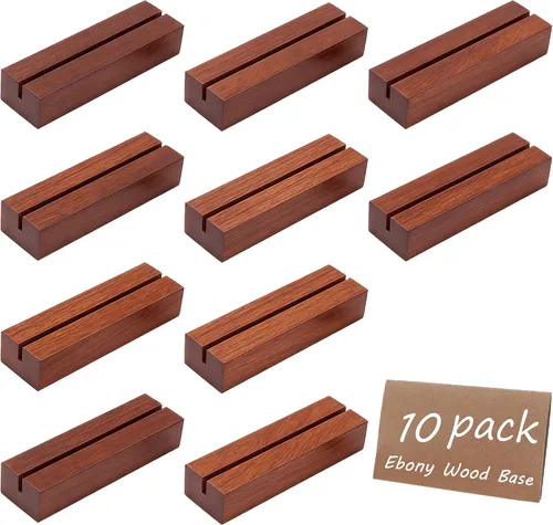 Miniatura 2 de 10 soportes de madera para tarjetas de lugar, soportes de madera para números de mesa de madera, soporte de letrero acrílico de madera, decoración