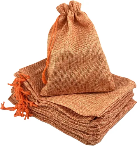 Miniatura 72 de Palmhomee Paquete de 20 bolsas de regalo de arpillera con cordón, bolsas de joyería de lino, bolsas de yute de boda para joyas y bolsas