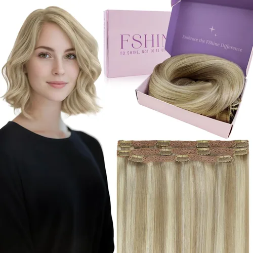 Miniatura 60 de Fshine Extensiones de cabello con broches, 22 pulgadas, 7 unidades, color marrón oscuro, doble trama, extensiones de cabello humano real con clip