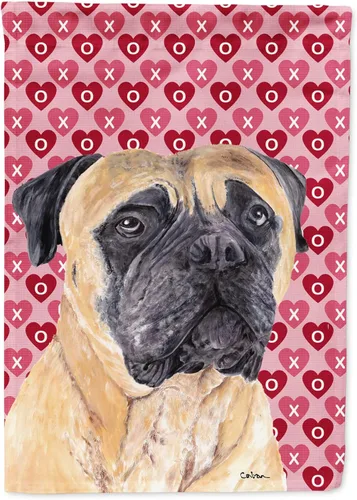Miniatura 48 de Caroline's Treasures SS4484GF Bandera de jardín con diseño de bulldog inglés y corazones para el Día de San Valentín, bandera decorativa para patio