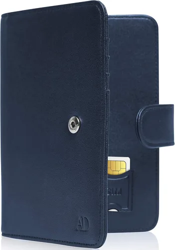 Funda para pasaporte con bloqueo RFID, funda de cuero hecha a mano para pasaporte, organizador de documentos de viaje para hombres y mujeres, Azul